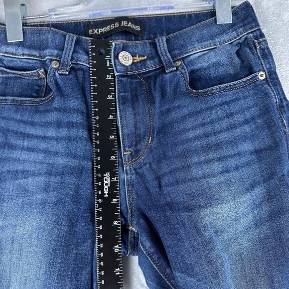 Express Barely Bootcut Jeans Womens Size 4R Mid Rise Medium Wash Stretch Blue - Picture 9 of 13